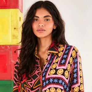 Farm Rio Patchwork Tapestry Smiley Shirt - Small